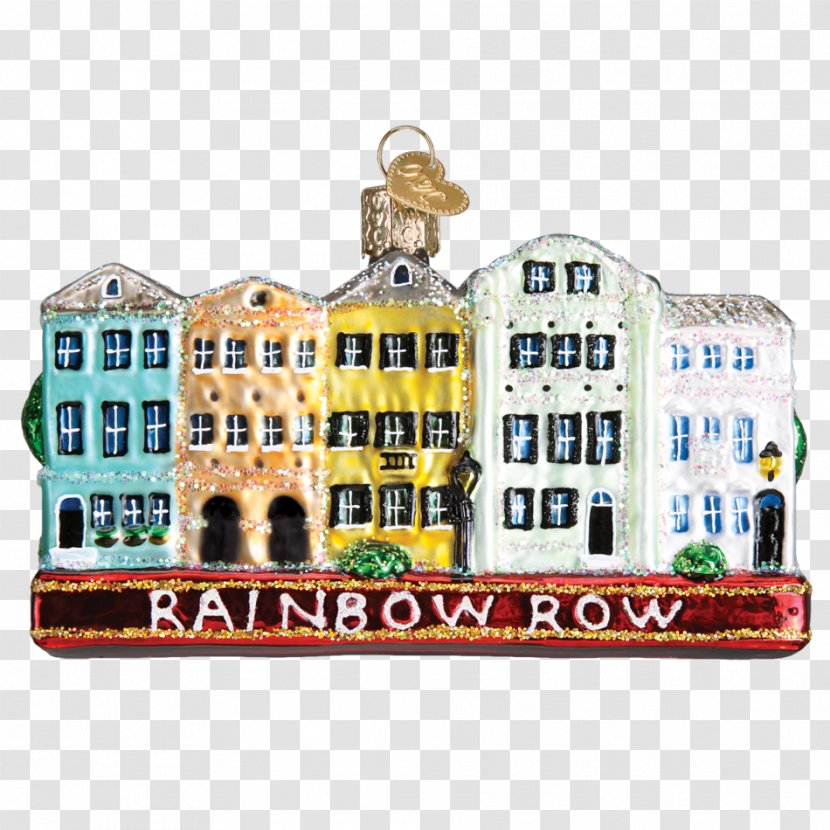 Rainbow Row Christmas Ornament South Carolina Lowcountry Glass - Color - Beautifully Hand Painted Architectural Monuments Transparent PNG