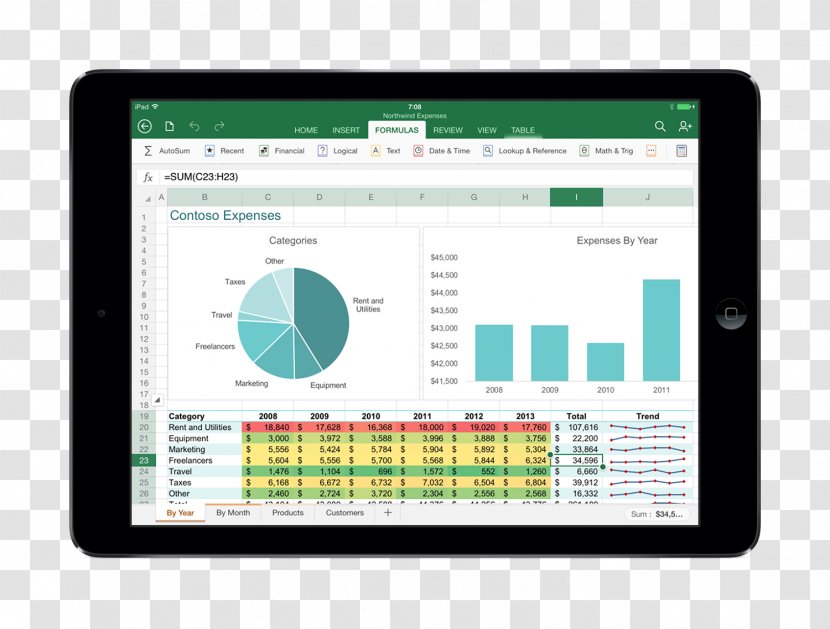 IPad Microsoft Office 365 Excel - Ipad Transparent PNG