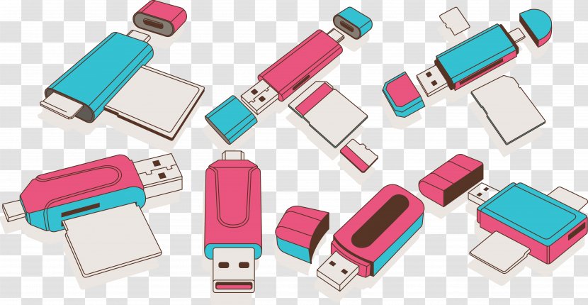 Card Reader Credit USB Flash Drive Icon - Memory - Red Transparent PNG