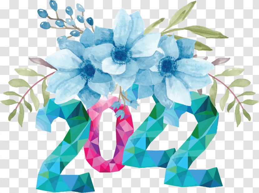 2022 Flower Text Effect Background Transparent PNG