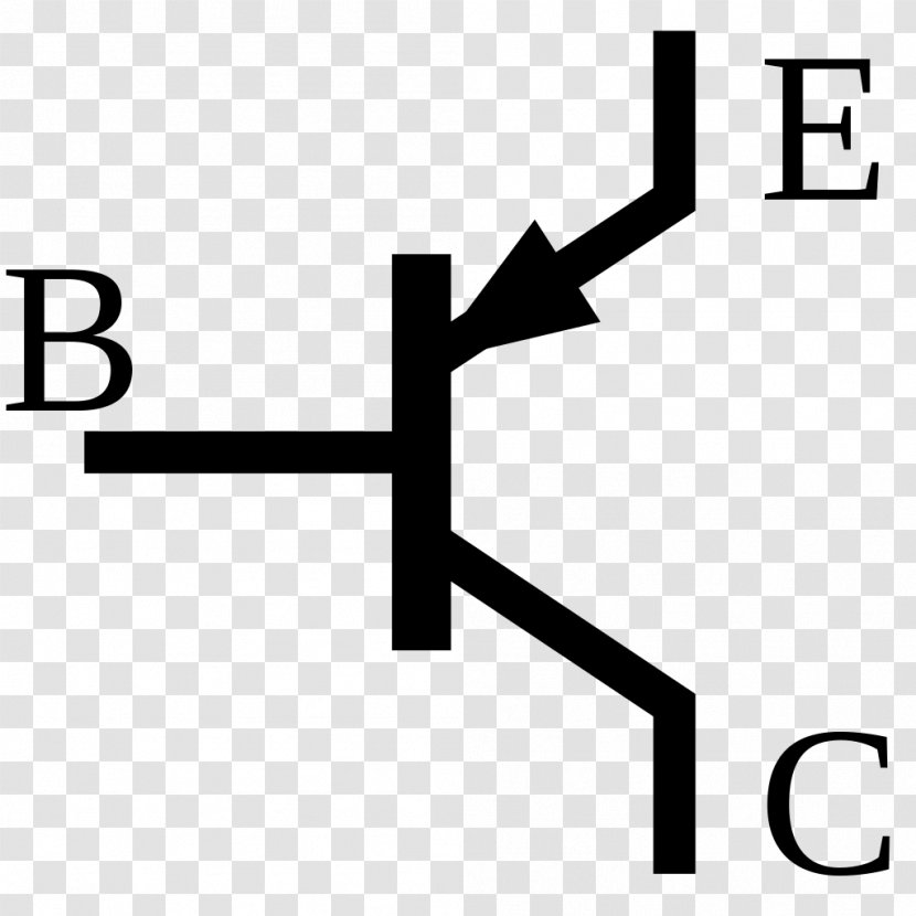 Bipolar Junction Transistor Symbol NPN - Black And White Transparent PNG