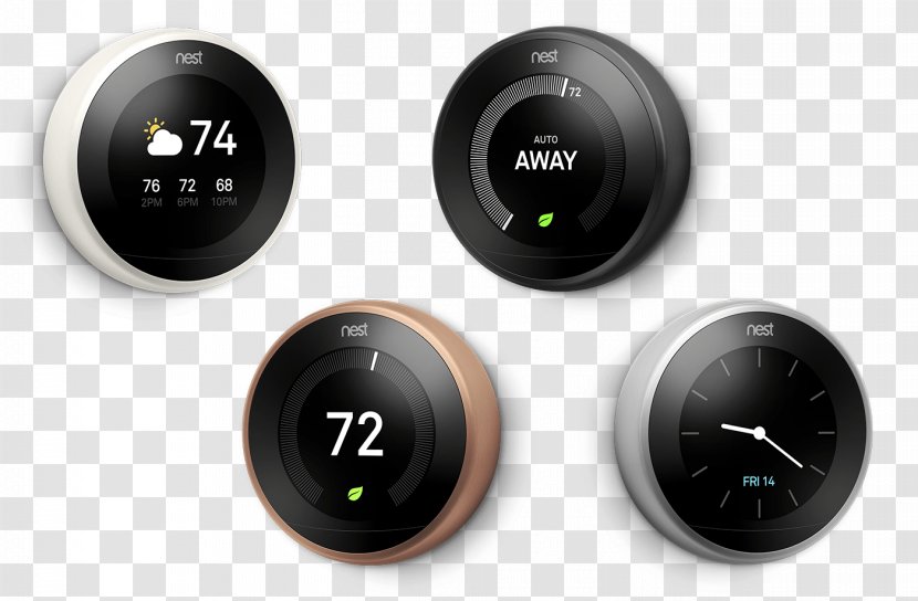 Smart Thermostat Nest Labs HVAC Air Conditioning - Heating System - Learning Transparent PNG