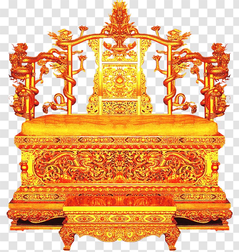Forbidden City Emperor Of China Dragon Throne Chinese - Carving - Gold Transparent PNG