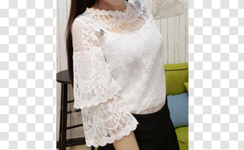 Blouse Lace White Length Shoulder - Watercolor - Fashion Transparent PNG