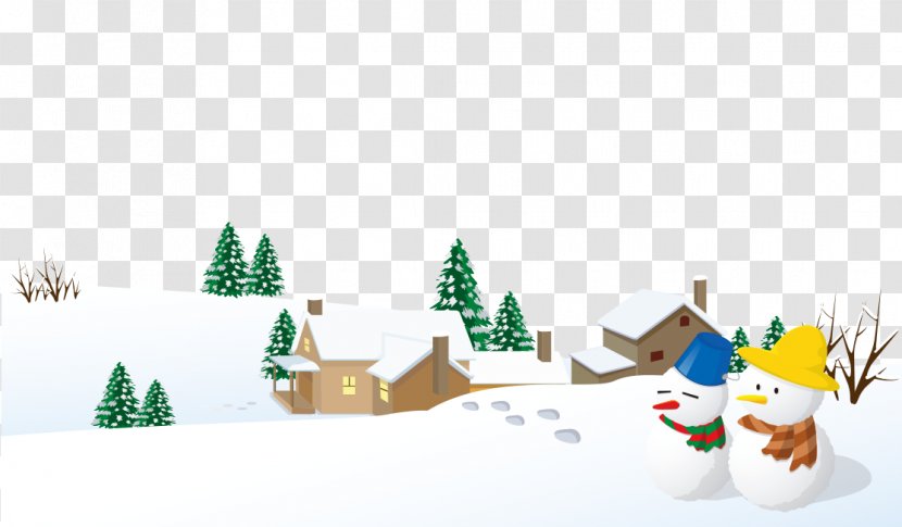 Snowman Winter Landscape - Tree - Creative Cartoon Snow Transparent PNG