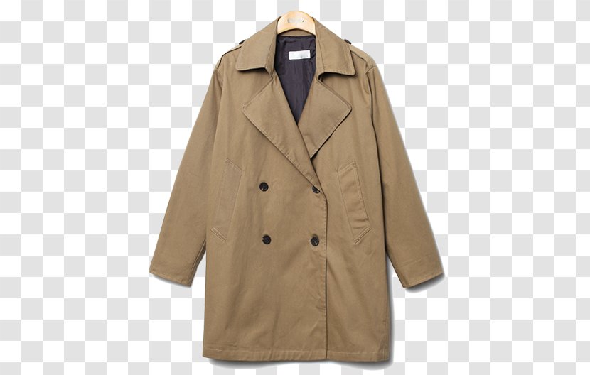 Trench Coat Overcoat Beige - Button Transparent PNG