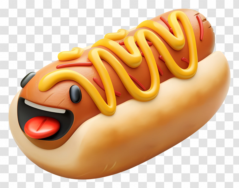 Emoji - Cute Cartoon Hot Dog With Mustard Transparent PNG