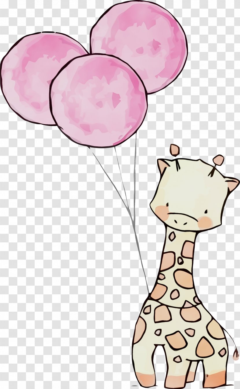 Giraffe Giraffidae Pink Cartoon Line Art Transparent PNG