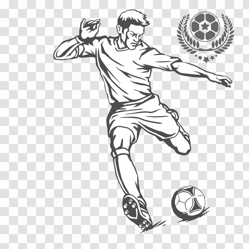 Football Player - Black And White - Play Transparent PNG