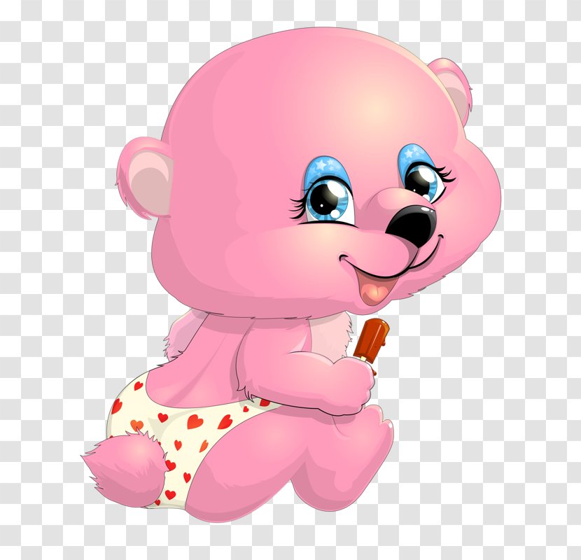 Bear Cartoon Stock Illustration - Baby Pink Transparent PNG