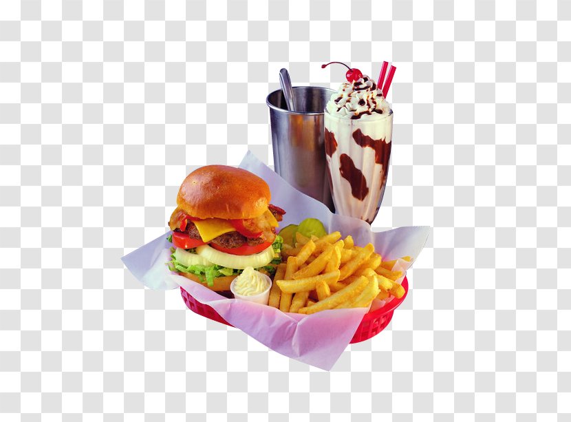 Milkshake Hamburger Cheeseburger French Fries Cuisine Of The United States - Food - Diner Transparent PNG
