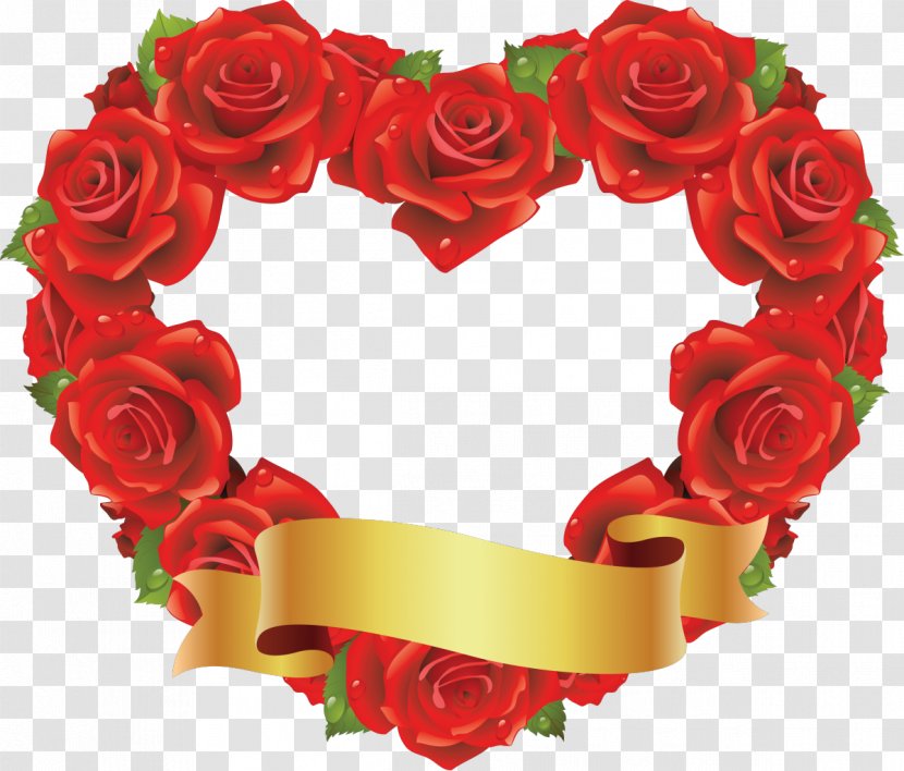 Heart Shape Red Flower - Rose - Bowknot Transparent PNG