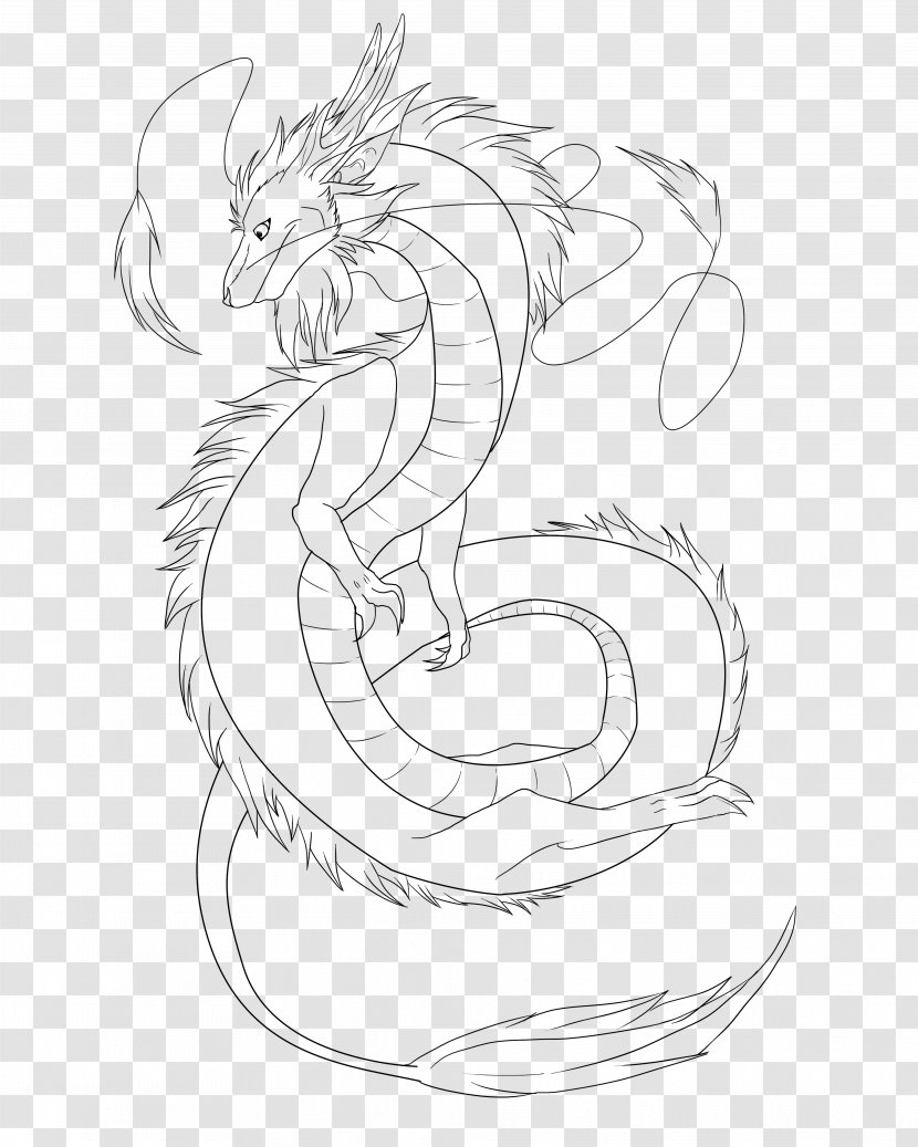 China Line Art Drawing Chinese Dragon Sketch - Mythical Creature Transparent PNG