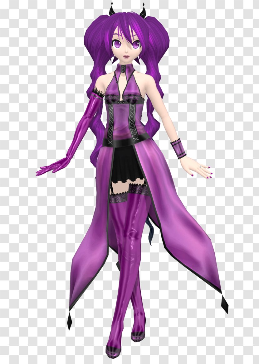 Hatsune Miku MikuMikuDance Purple Violet DeviantArt - Silhouette Transparent PNG