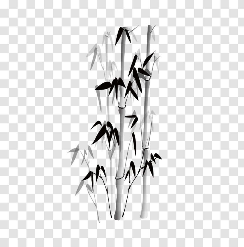 Ink Wash Painting Chinese Bird-and-flower Bamboo - Black Transparent PNG