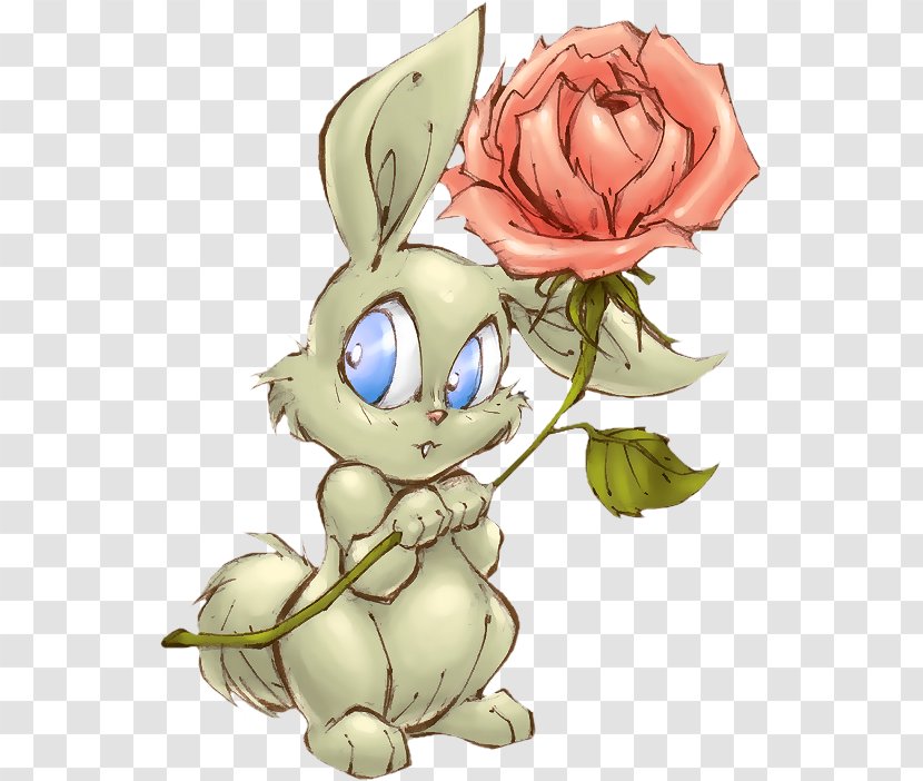 Easter Bunny Cottontail Rabbit Bear Snowshoe Hare - Tail - With Roses Transparent PNG