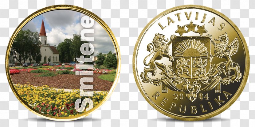 Coin Latvian Lats Gold Silver - Euro Coins Transparent PNG