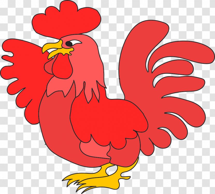 Rooster Chicken Cartoon Clip Art - Poultry - Red Transparent PNG