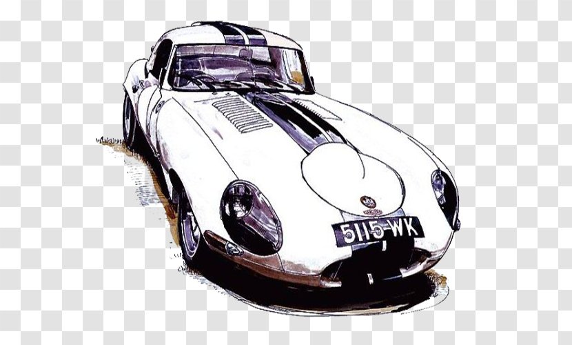 Sports Car Watercolor Painting - Layers - White Transparent PNG