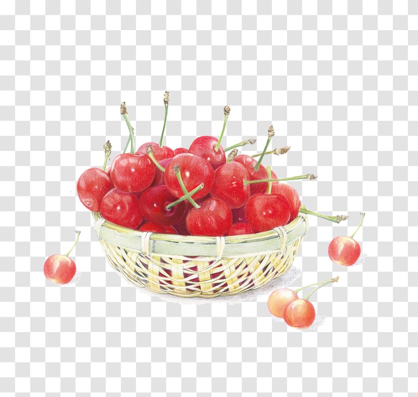 Cherry Drawing Colored Pencil Strawberry Illustration - Hand-painted Transparent PNG