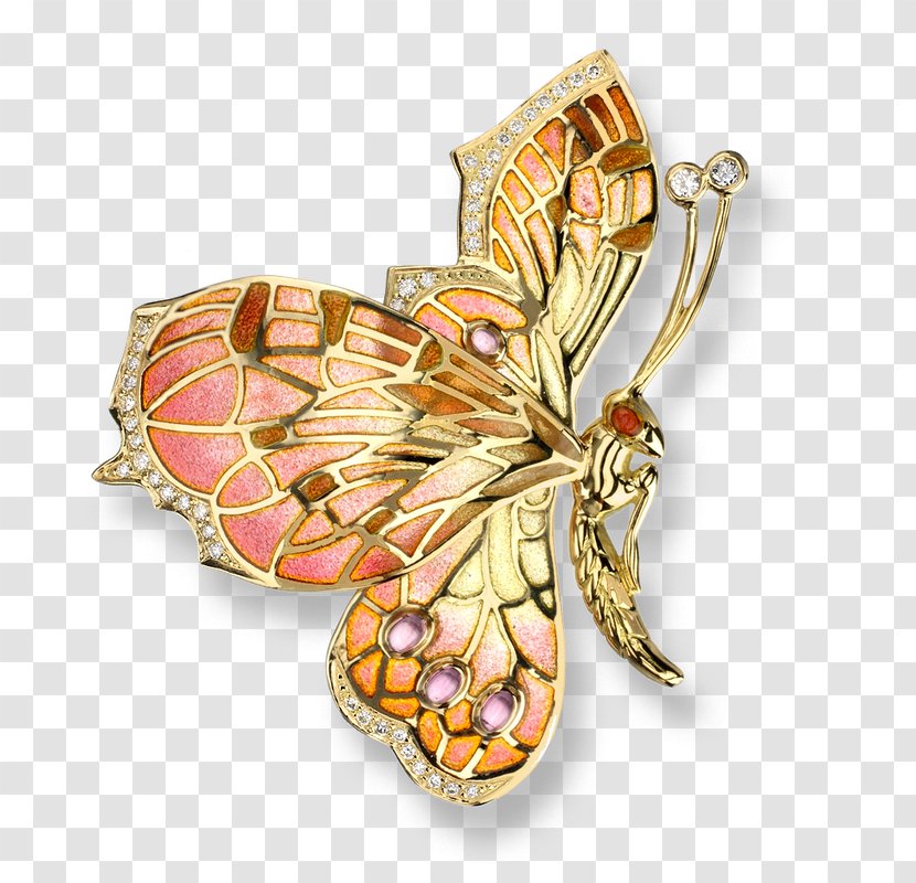 Brooch Butterfly Earring Gold Jewellery - Gemstone Transparent PNG