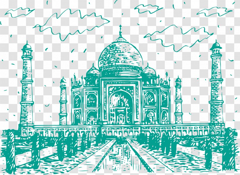 Taj Mahal Yamuna Travel - Landmark - Vector Landscape Painting Transparent PNG