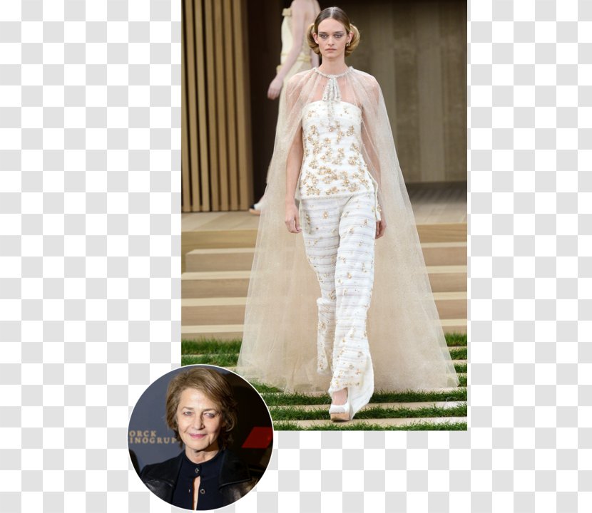 Charlotte Rampling Haute Couture Chanel Model Wedding Dress - Formal Wear - Actress Transparent PNG