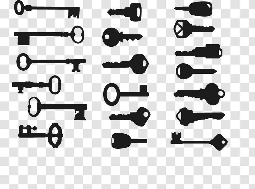 Key Silhouette Clip Art - Black And White - Silhouettes Transparent PNG