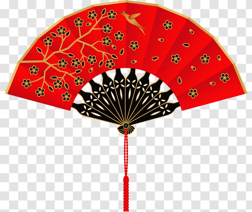 Chinese New Year Hand Fan - Decorative Transparent PNG