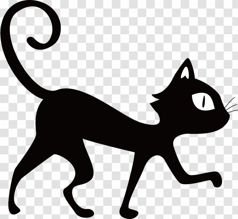 Black Cat Halloween - Head - Line Art Transparent PNG