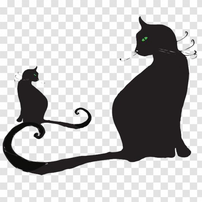 Black Cat Cartoon Cuteness Clip Art - Mammal Transparent PNG