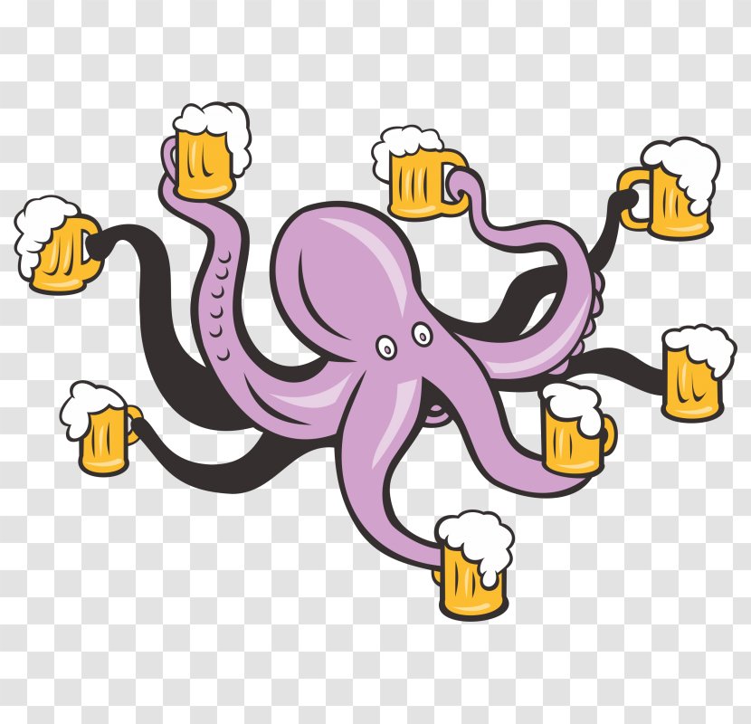 Beer Glasses Octopus Bartender - Mug Transparent PNG
