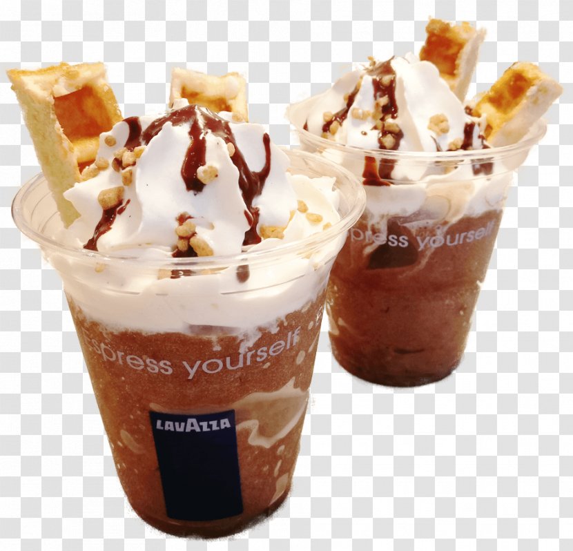 Sundae Chocolate Ice Cream Waffle Frappé Coffee Slush - Dessert Transparent PNG