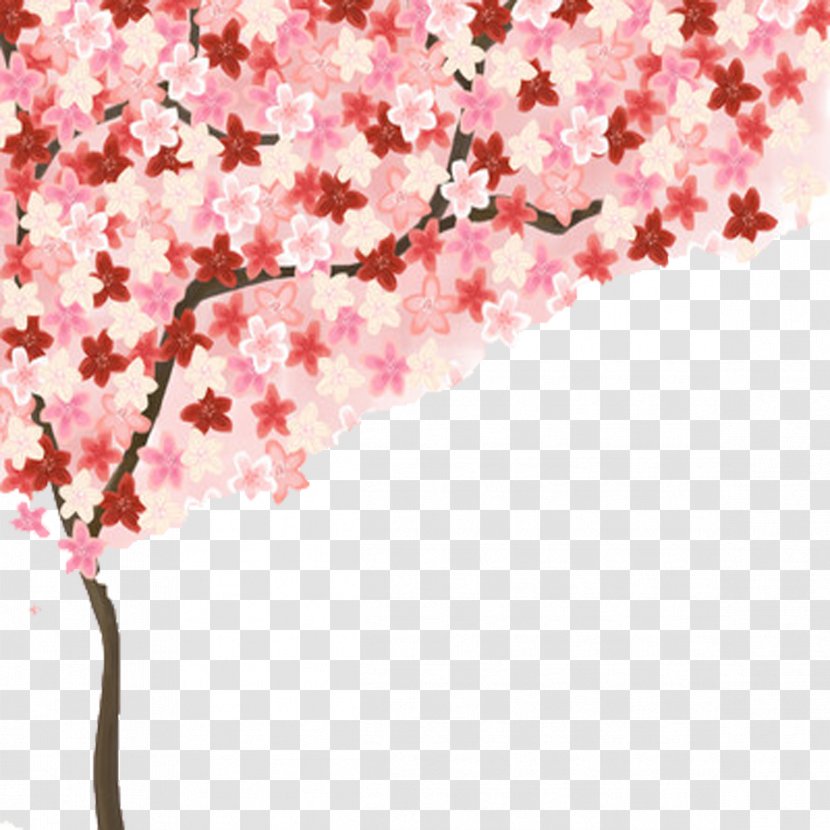 Paper Living Room Wall Wallpaper - Cherry Blossom - Dream Hand-painted Trees Buckle Free Material Transparent PNG