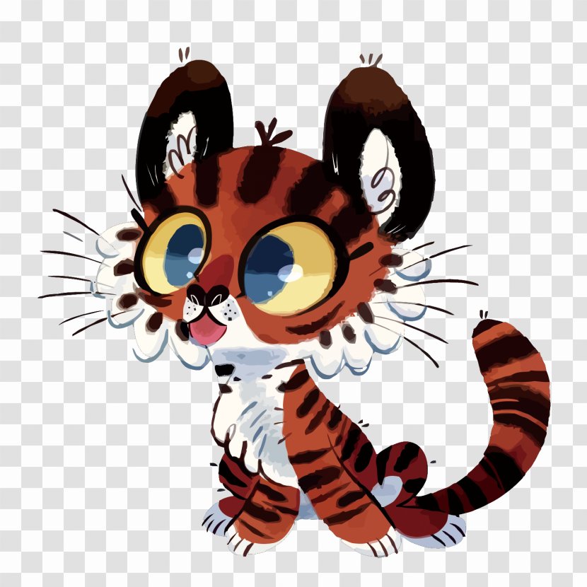 Tiger Cartoon Illustration - Fictional Character - Vector Cute Little Transparent PNG