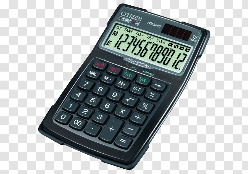 Calculator Citizen Office Black Display Holdings SDC-4310 Desktop Computer Accessories Texas Instruments - Price Transparent PNG