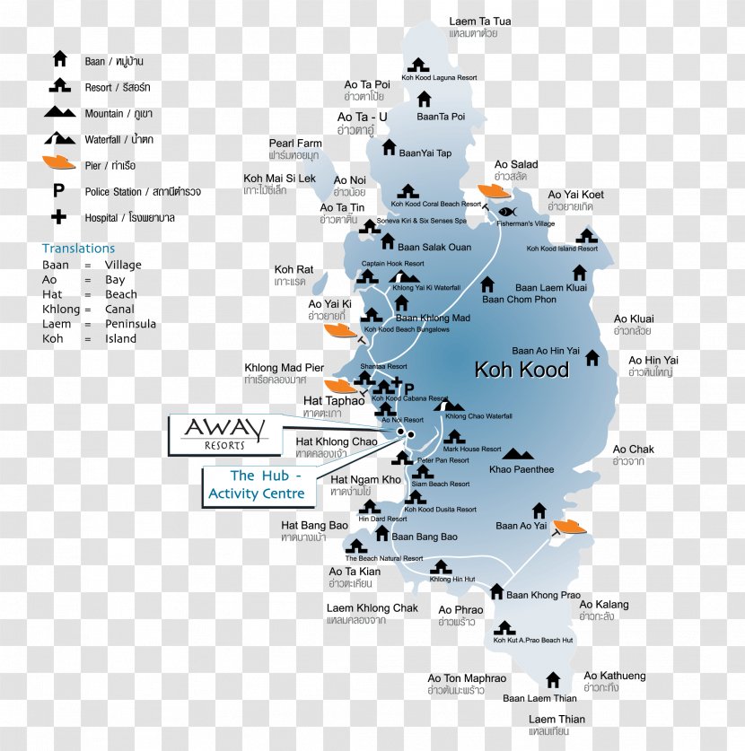 Away Koh Kood Resort อเวย์เกาะกูดรีสอร์ต Hotel Accommodation Map - Water Transparent PNG