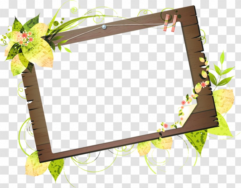 Picture Frame Template Pattern - Lossless Compression - Painted Green Flowers Transparent PNG