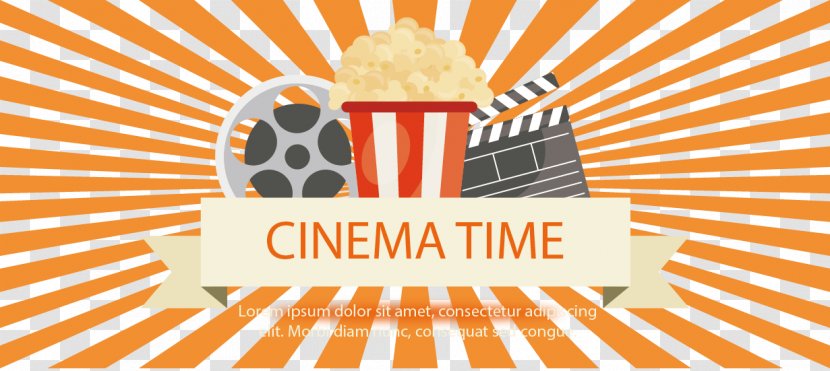 Popcorn Illustration - Orange - Movie Vector Material Transparent PNG