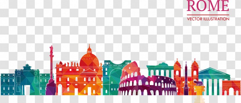 Rome Silhouette Skyline Illustration - Advertising - Vector Roman City Building Transparent PNG