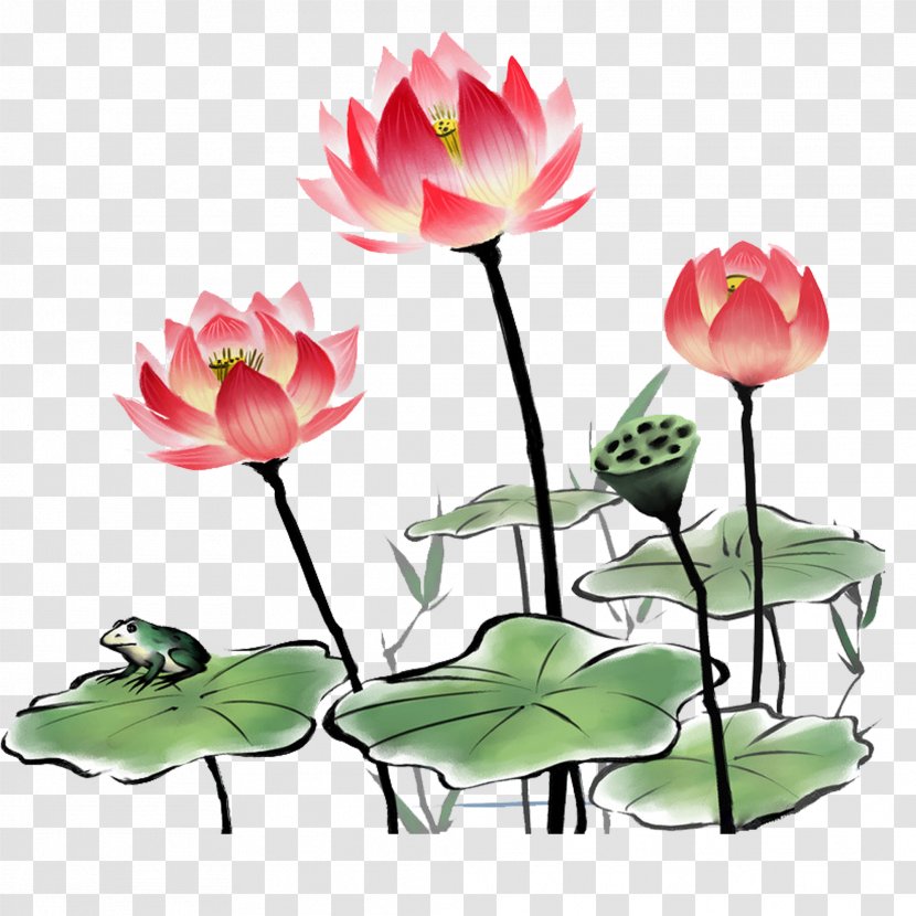 Ink Wash Painting Sacred Lotus Image - Shan Shui - Rose Order Transparent PNG