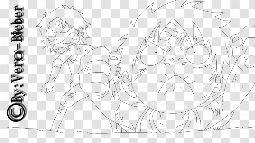 Monkey D. Luffy Portgas Ace Line Art Character Sketch - Mammal - Paperchild Transparent PNG