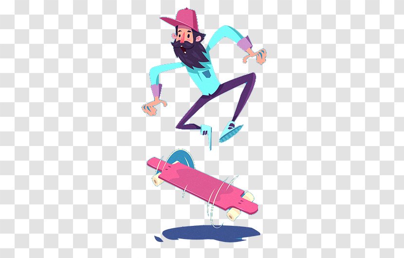 Cartoon Skateboard Icon - Skateboarding - Flat Transparent PNG