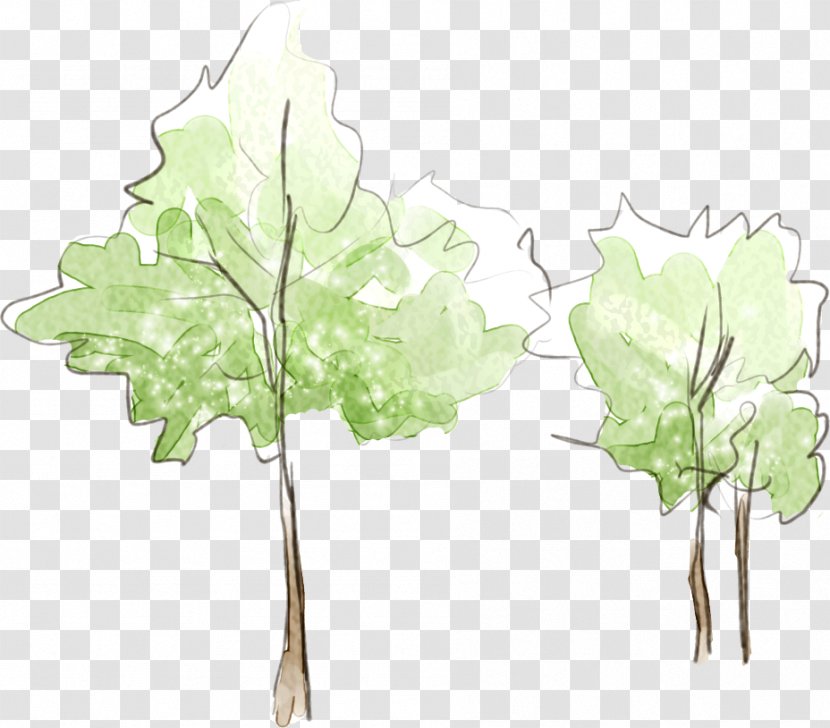 Fresh Hand-painted Watercolor Tree - Painting - Plant Transparent PNG