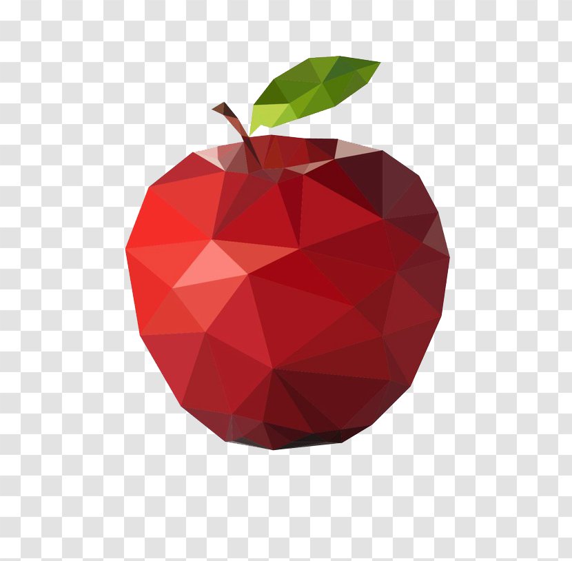 Low Poly Apple Illustrator - Plant Transparent PNG