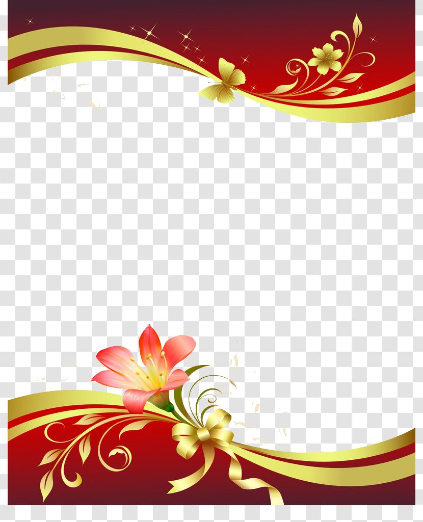 Paper Stationery Flower Pin - Red - Chinese Wind Letter Border Transparent PNG