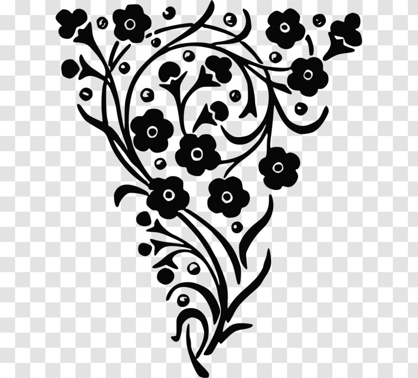 Floral Design Black And White Clip Art Decorative Arts - Line Transparent PNG