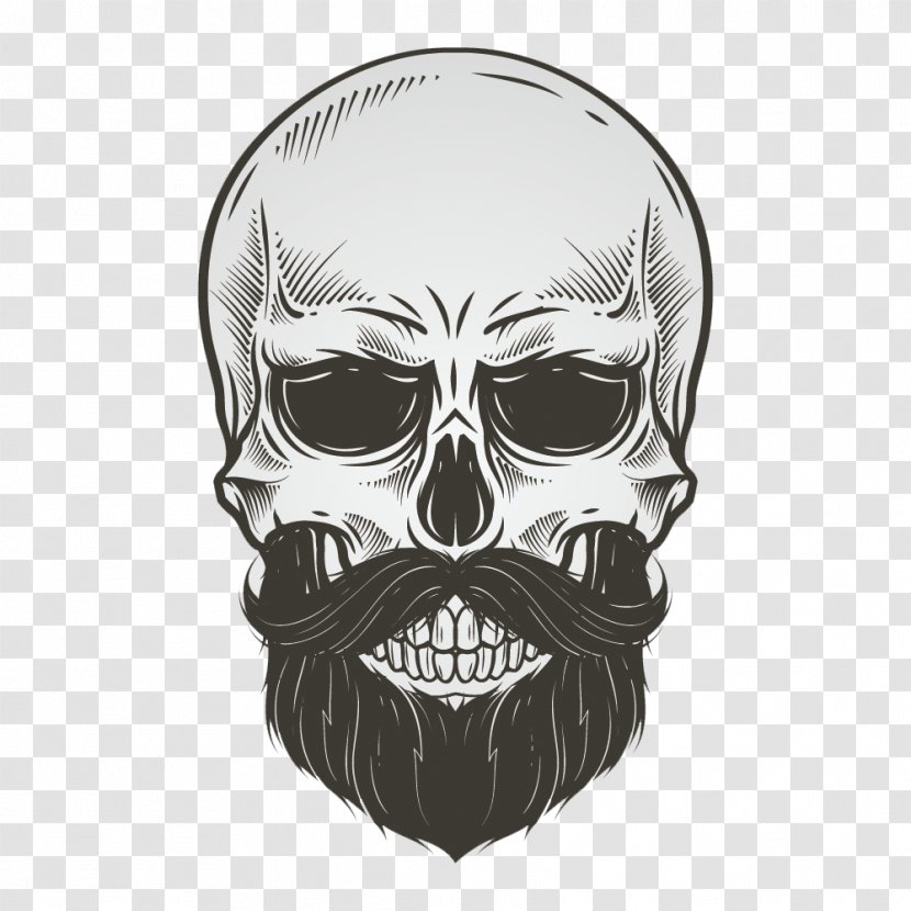 Skull Beard Drawing Illustration - Vector Bearded Transparent PNG