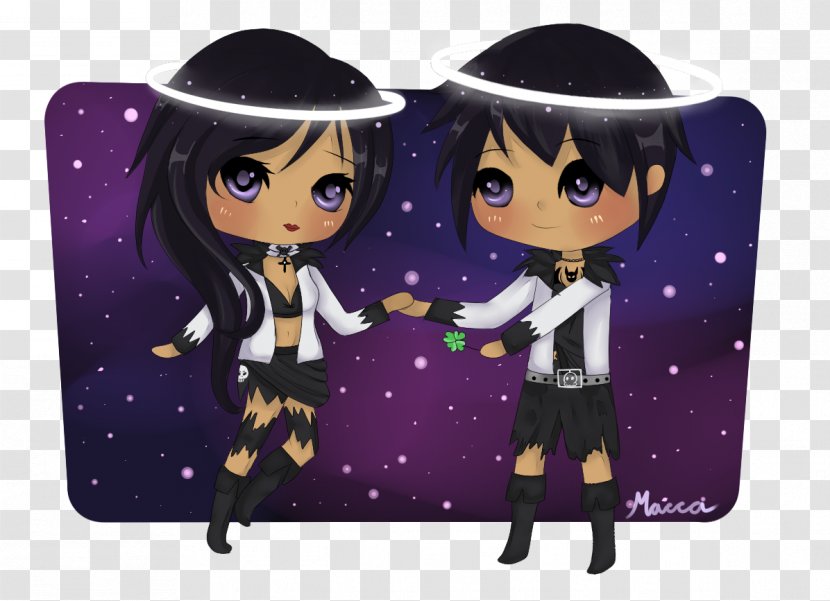 Cartoon Black Hair Character - Purple - Macca Transparent PNG