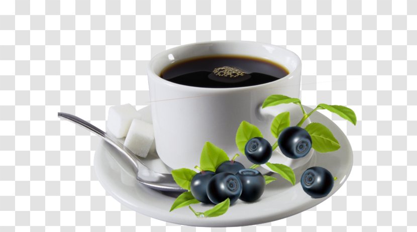 Coffee Cup Cafe Tea Bean - Tableware - Blueberry Fruit Transparent PNG